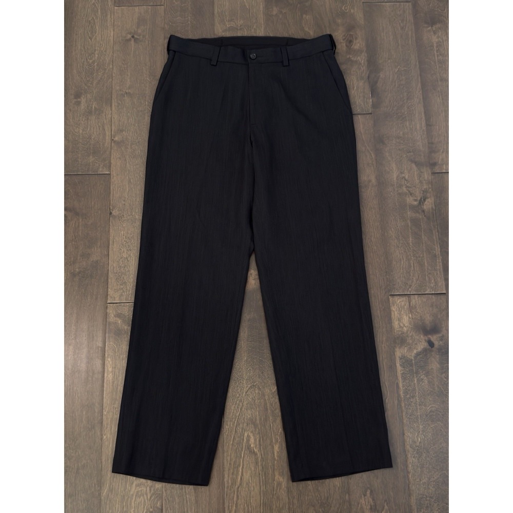 Haggar Classic Mens Flat Front Dress Pants 32X30 Dark Grey Expandable Waist
